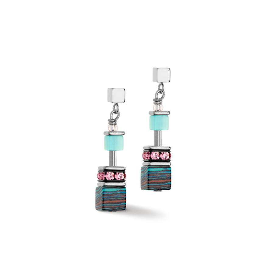 GeoCUBE® Candy Ohrringe aqua-rosa
