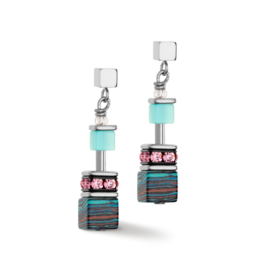 GeoCUBE® Candy Ohrringe aqua-rosa