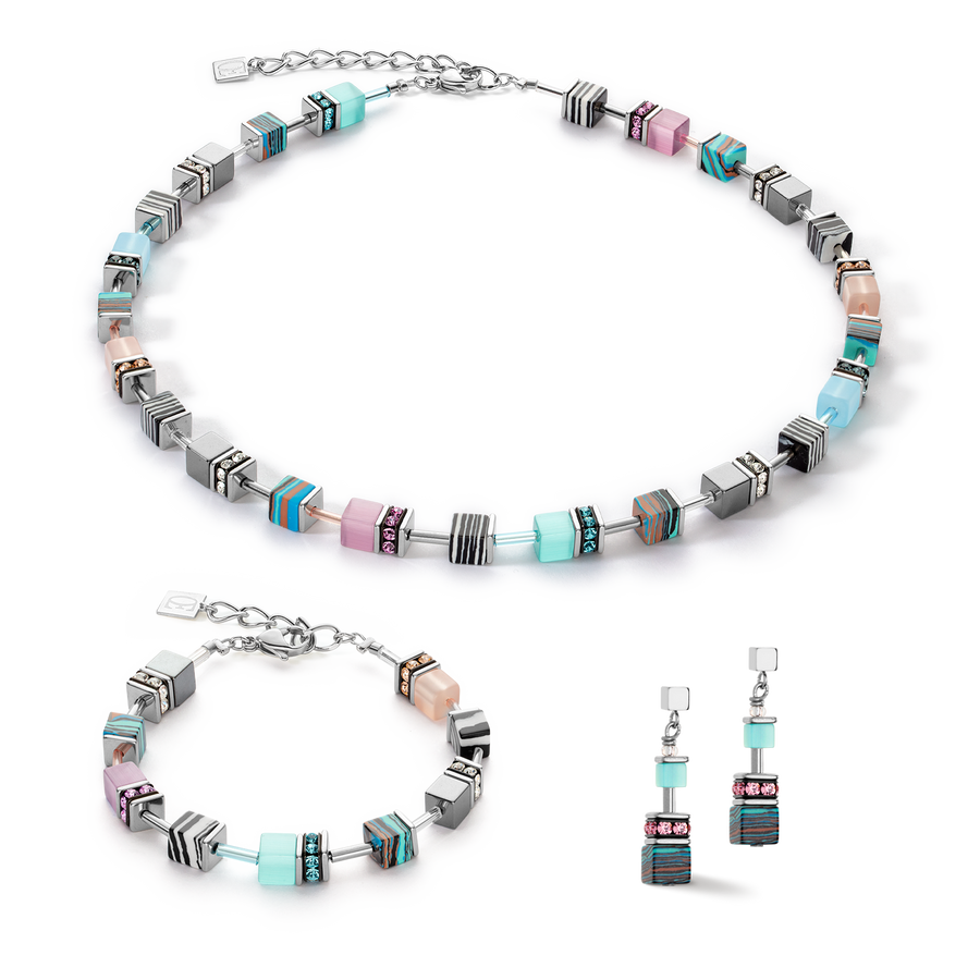 GeoCUBE® Candy Ohrringe aqua-rosa