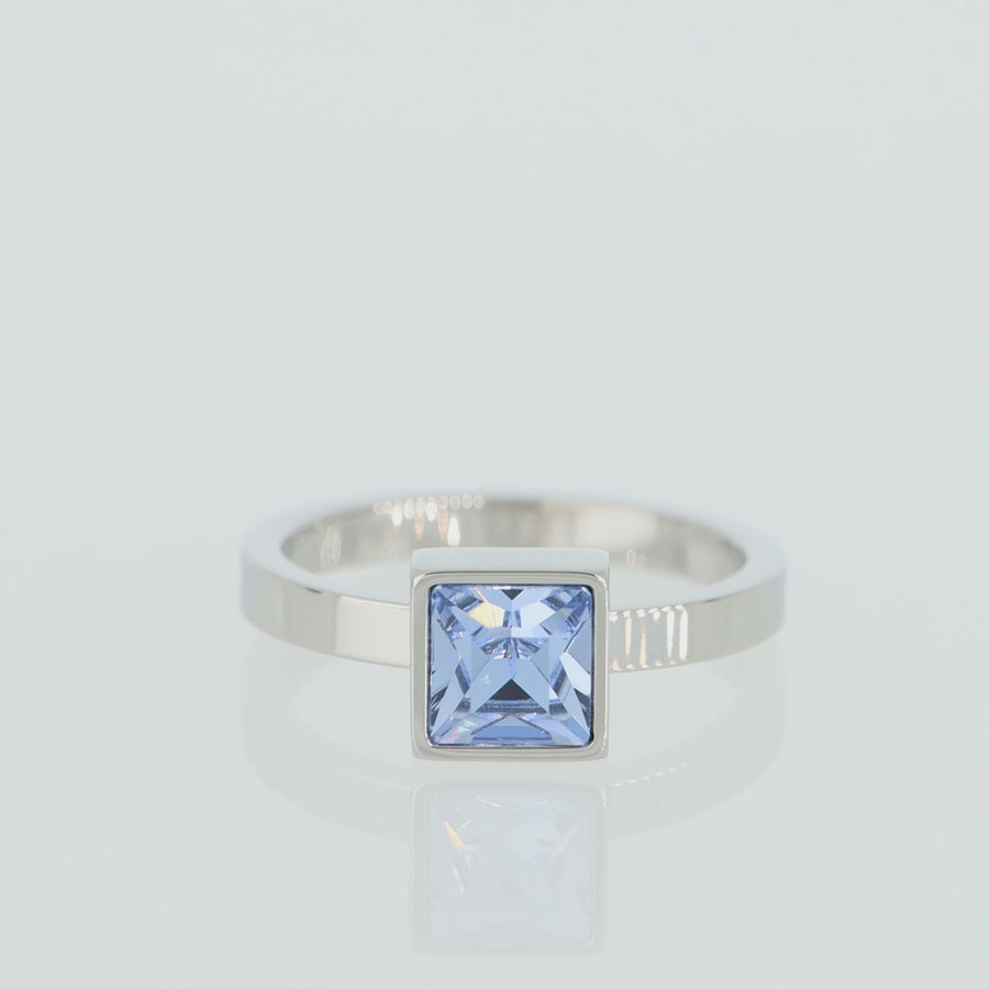 Brilliant Square big Ring silber hellblau