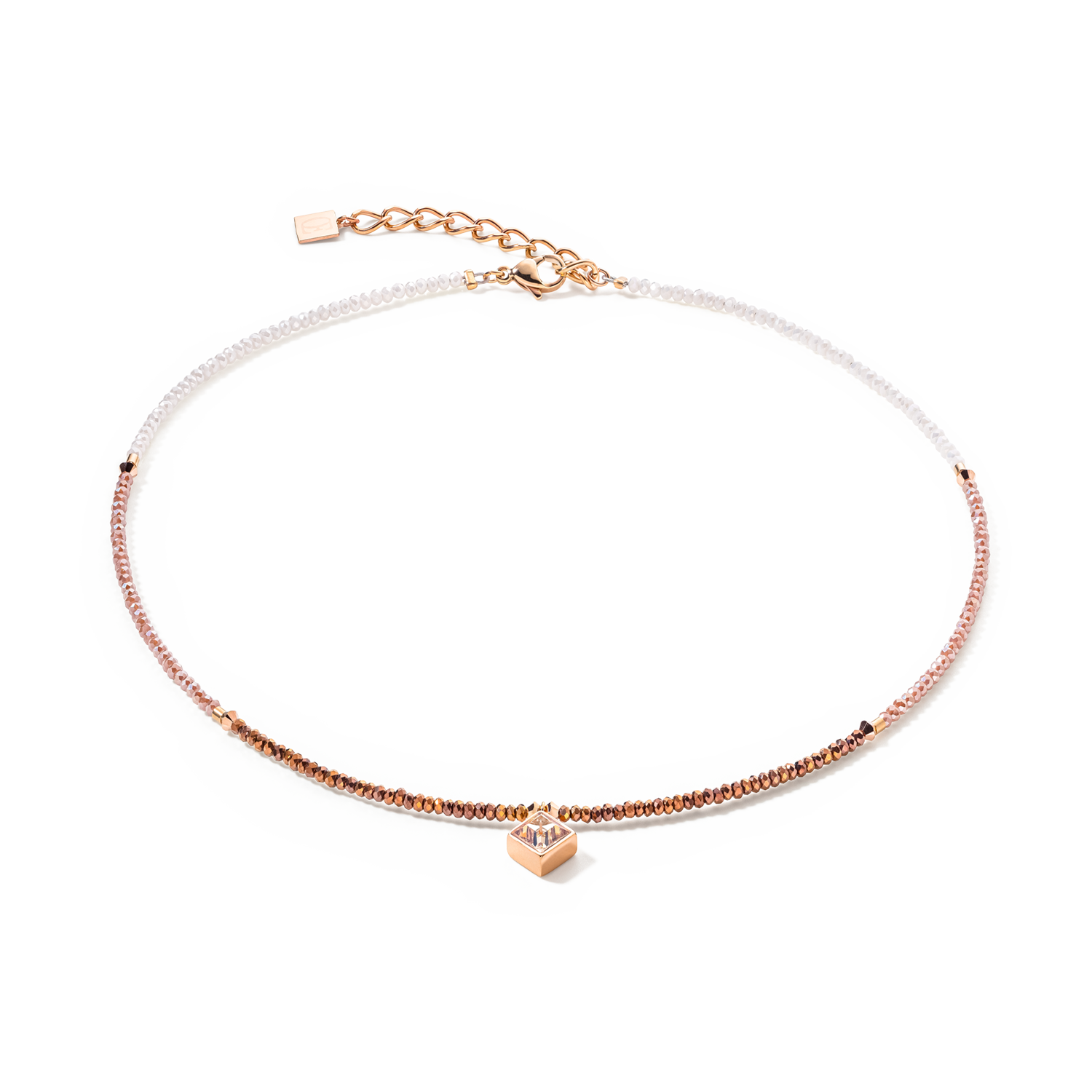 Brilliant Square Halskette roségold-beige