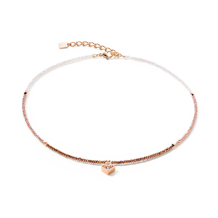 Brilliant Square Halskette roségold-beige