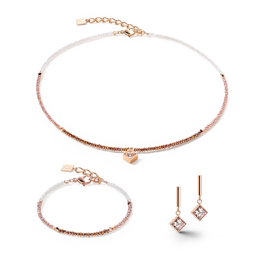 Brilliant Square Halskette roségold-beige
