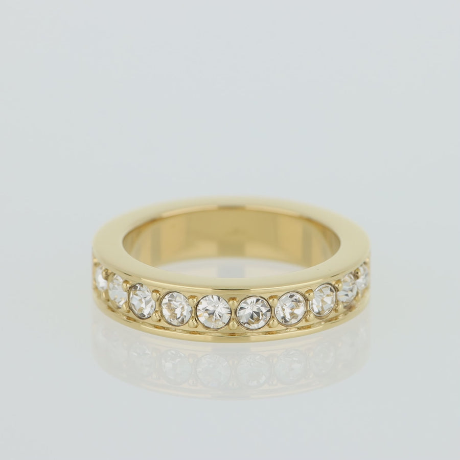 Ring Edelstahl & Kristalle gold kristall