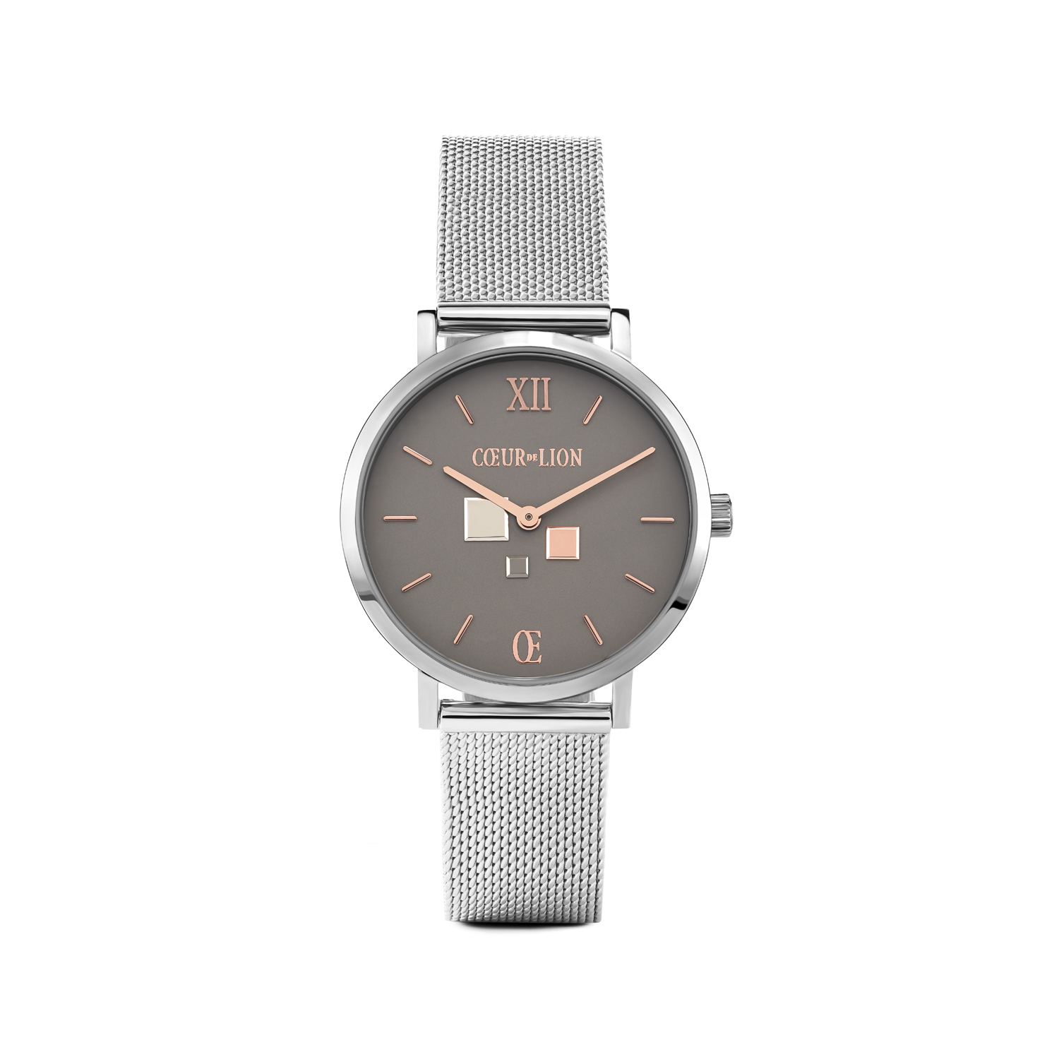 Uhr Rund Cool Grey Milanaise Edelstahl