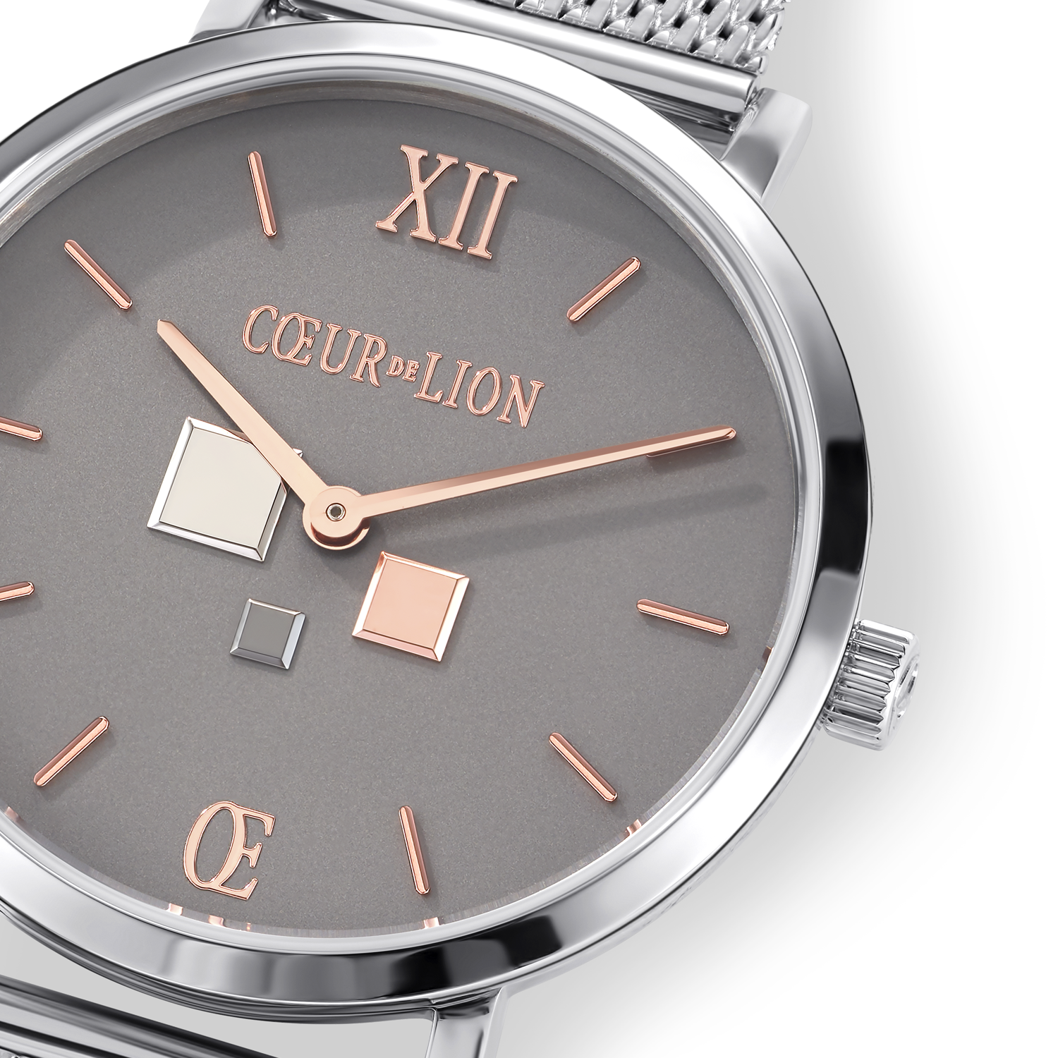 Uhr Rund Cool Grey Milanaise Edelstahl