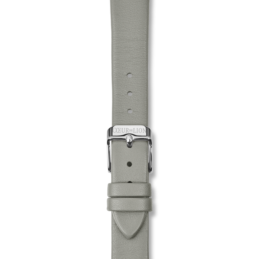 Uhr Rund Brilliant White Armband Leder Hellgrau