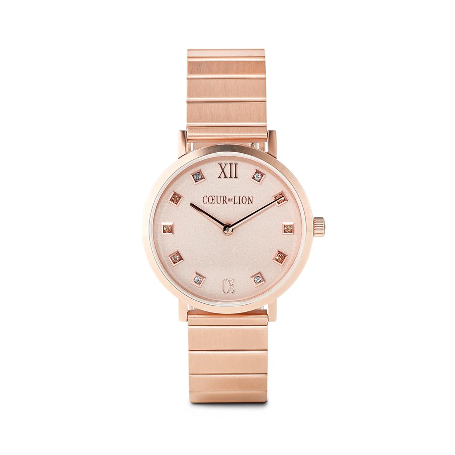 Uhr Rund Roségold Matt Monochrome Edelstahl Roségold