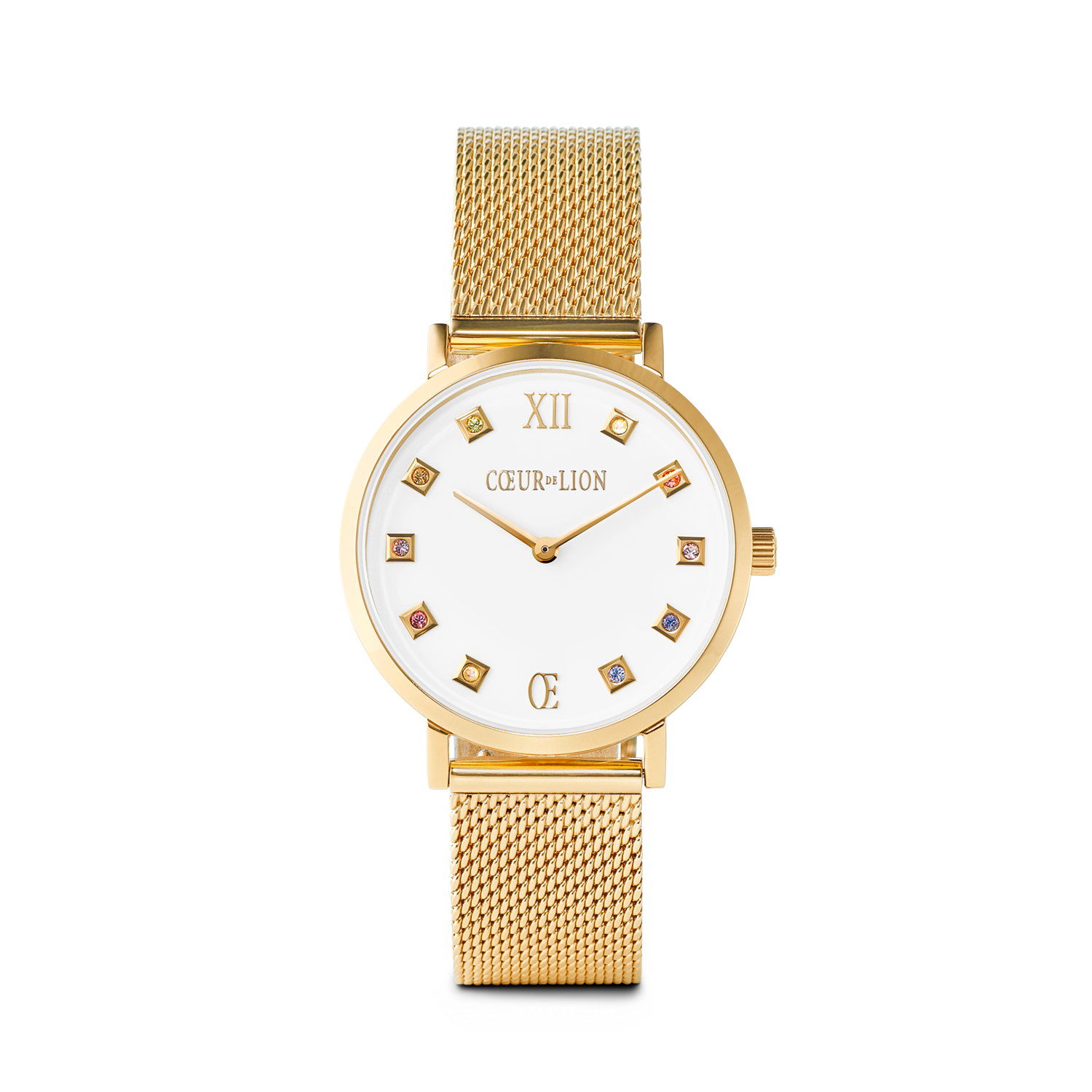 Geschenkset Uhr Rund Brilliant White Milanaise & Armband GeoCUBE® Multitask 4-in-1 gold-silber