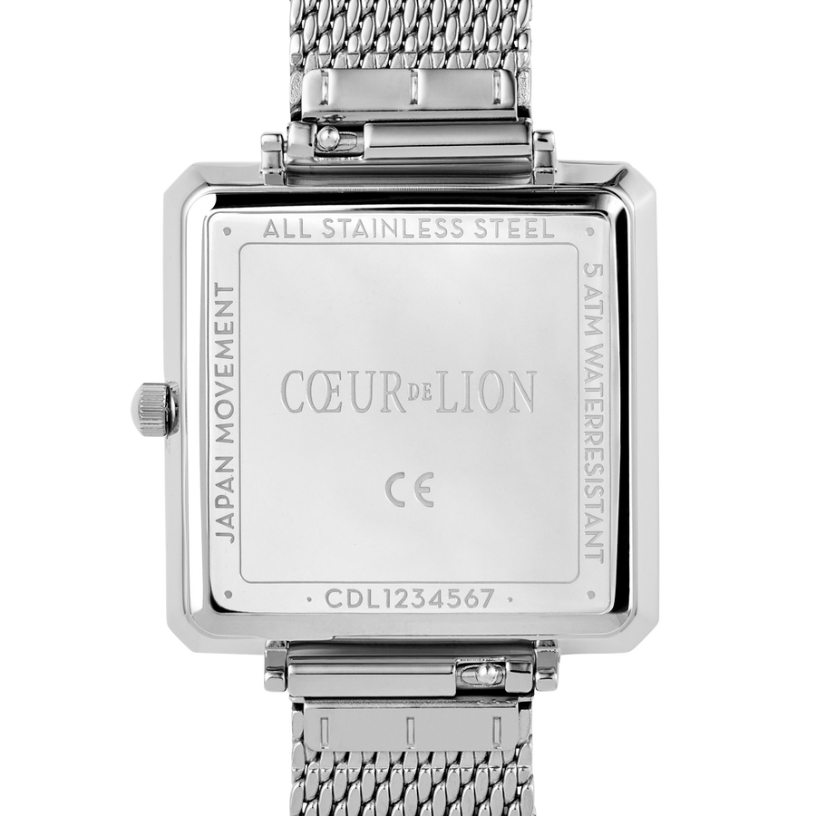 Uhr Iconic Square Graphite Sunray Milanaise Edelstahl