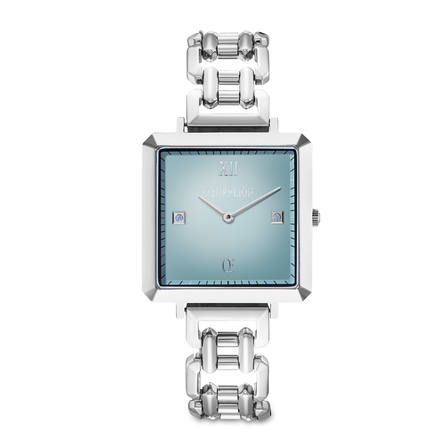 Uhr Iconic Cube Ocean Cyan Statement silber