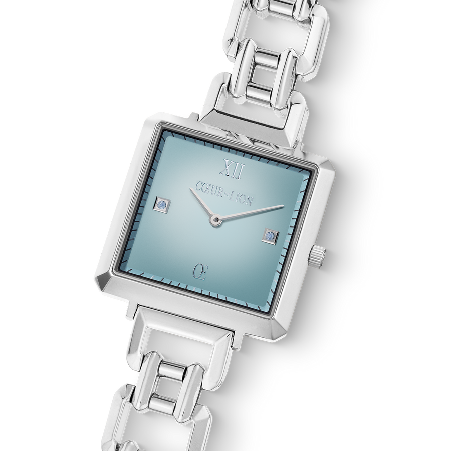 Uhr Iconic Cube Ocean Cyan Statement silber