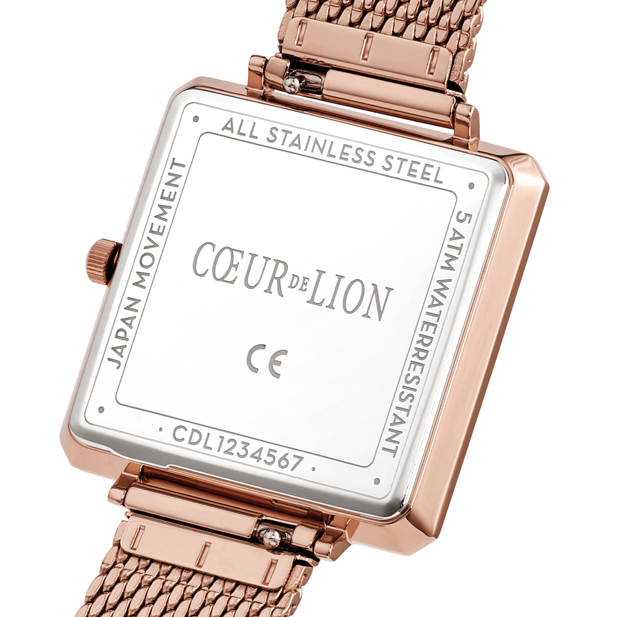 Uhr Iconic Square Mocca Sunray Milanaise Edelstahl Rosegold