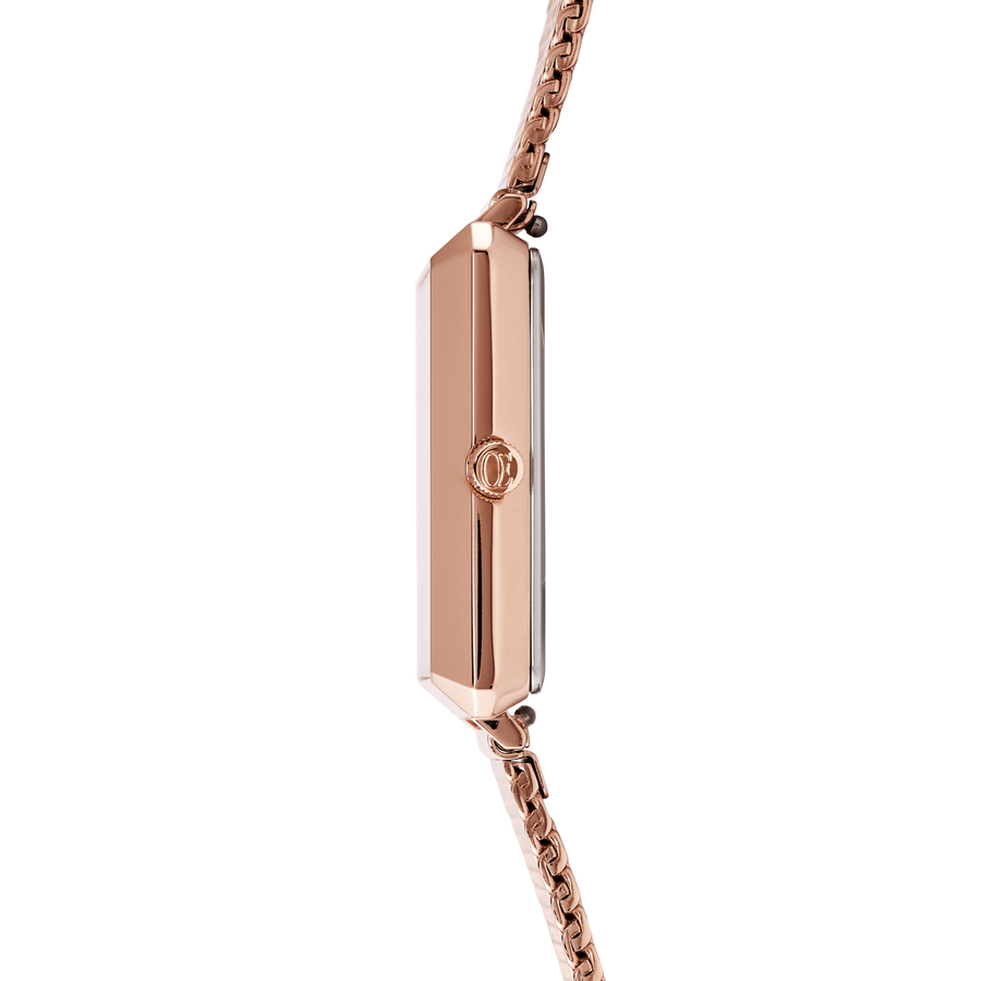 Uhr Iconic Square Mocca Sunray Milanaise Edelstahl Rosegold