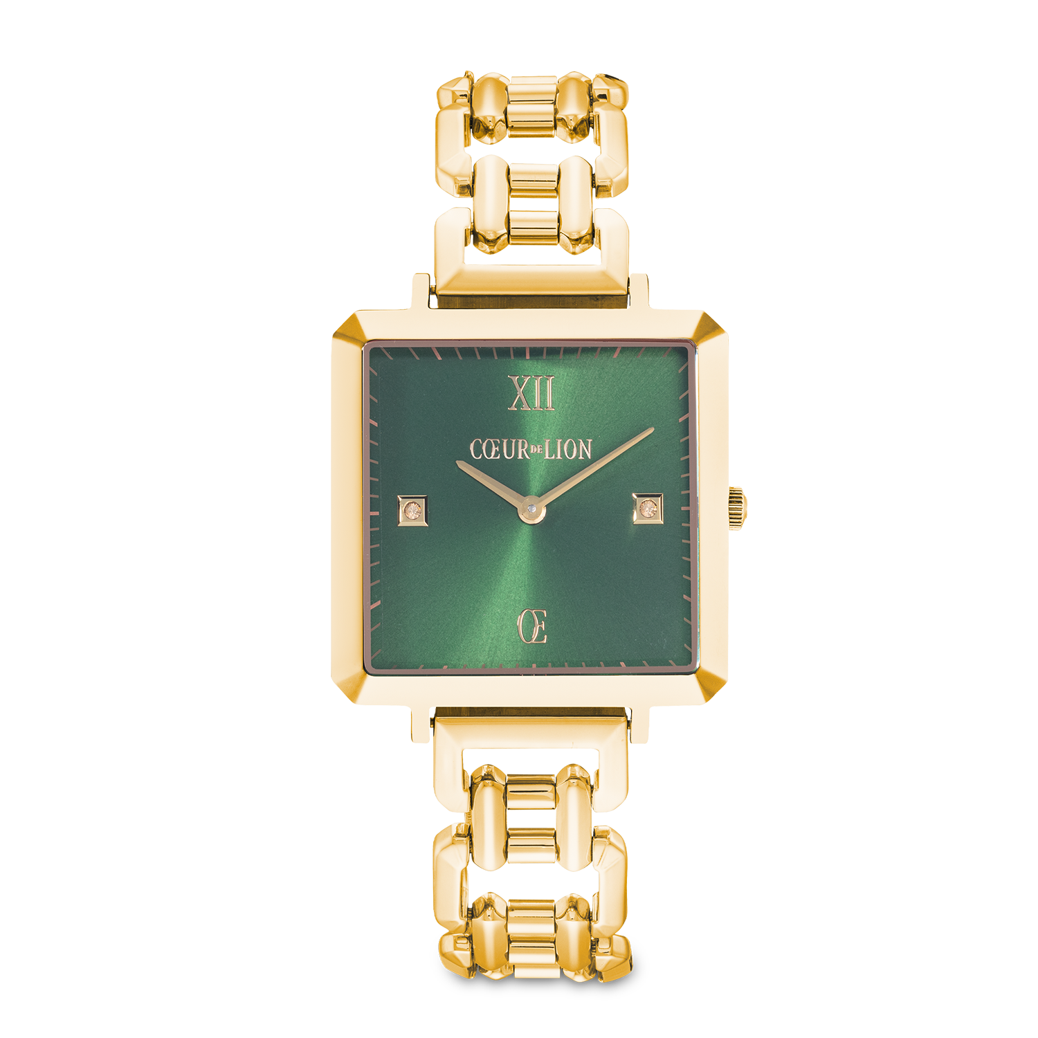 Uhr Iconic Cube Glamorous Green Statement gold
