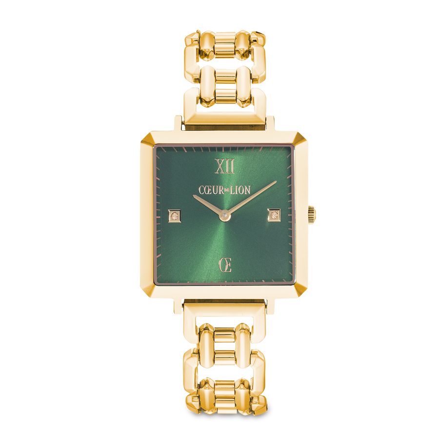 Uhr Iconic Cube Glamorous Green Statement gold