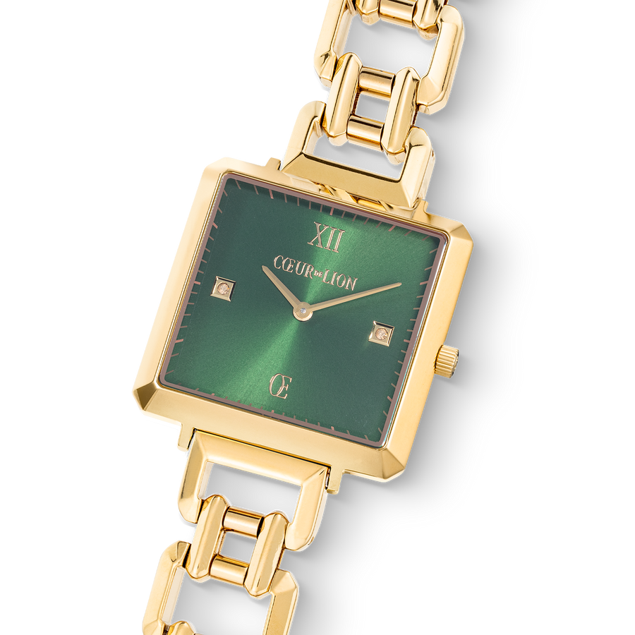 Uhr Iconic Cube Glamorous Green Statement gold