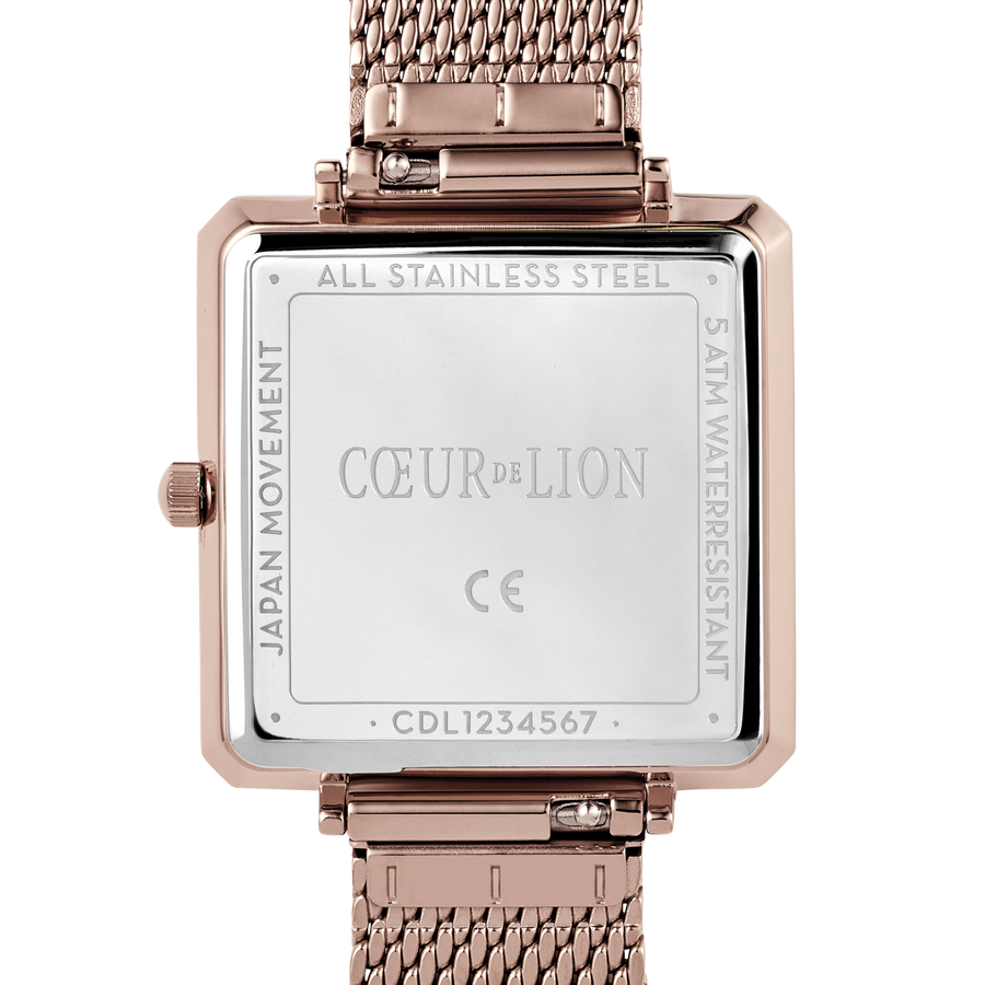 Uhr Iconic Square Brilliant White Milanaise Edelstahl Champagne