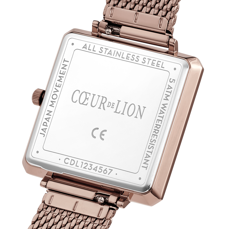 Uhr Iconic Square Brilliant White Milanaise Edelstahl Champagne