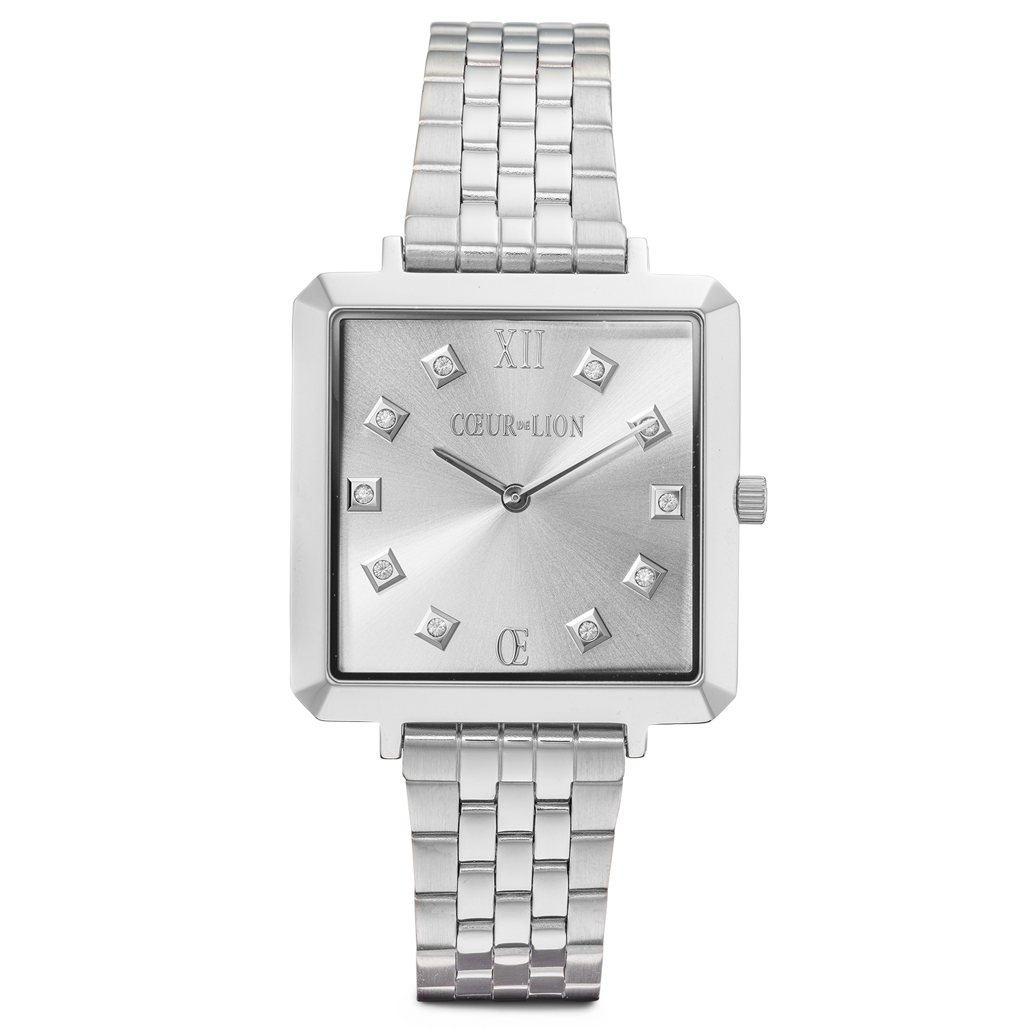 Uhr Iconic Square Elegant Monochrome Silver Edelstahl