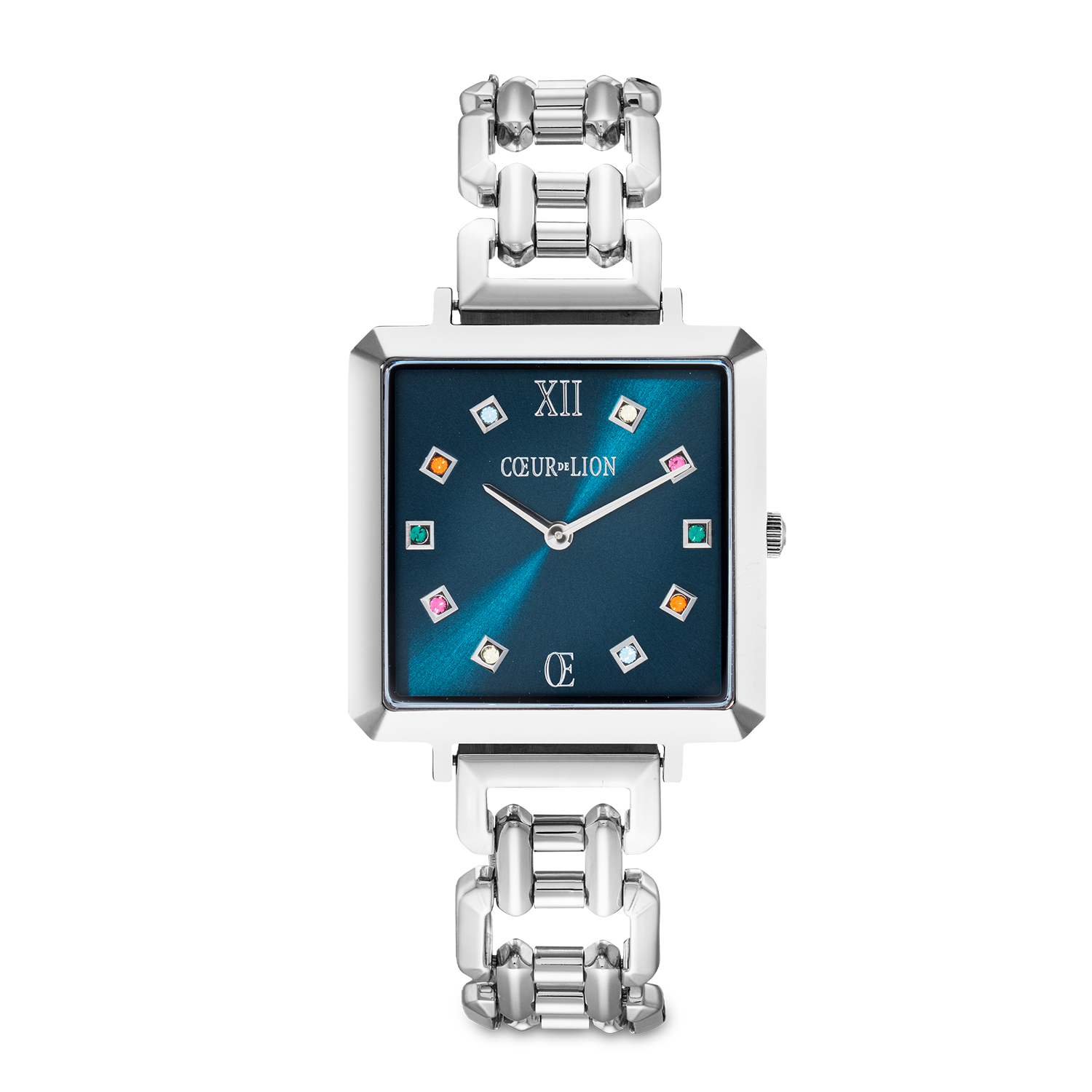 Uhr Iconic Cube Noble Petrol Statement silber