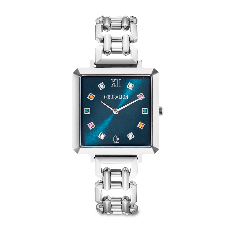 Uhr Iconic Cube Noble Petrol Statement silber