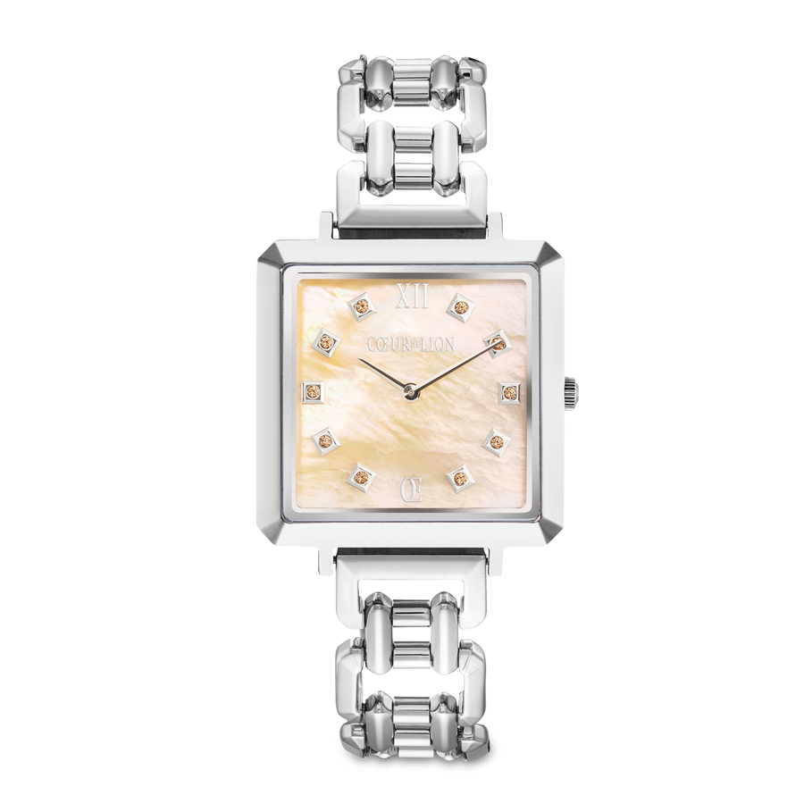 Uhr Iconic Cube Apricot Crush Statement Silber