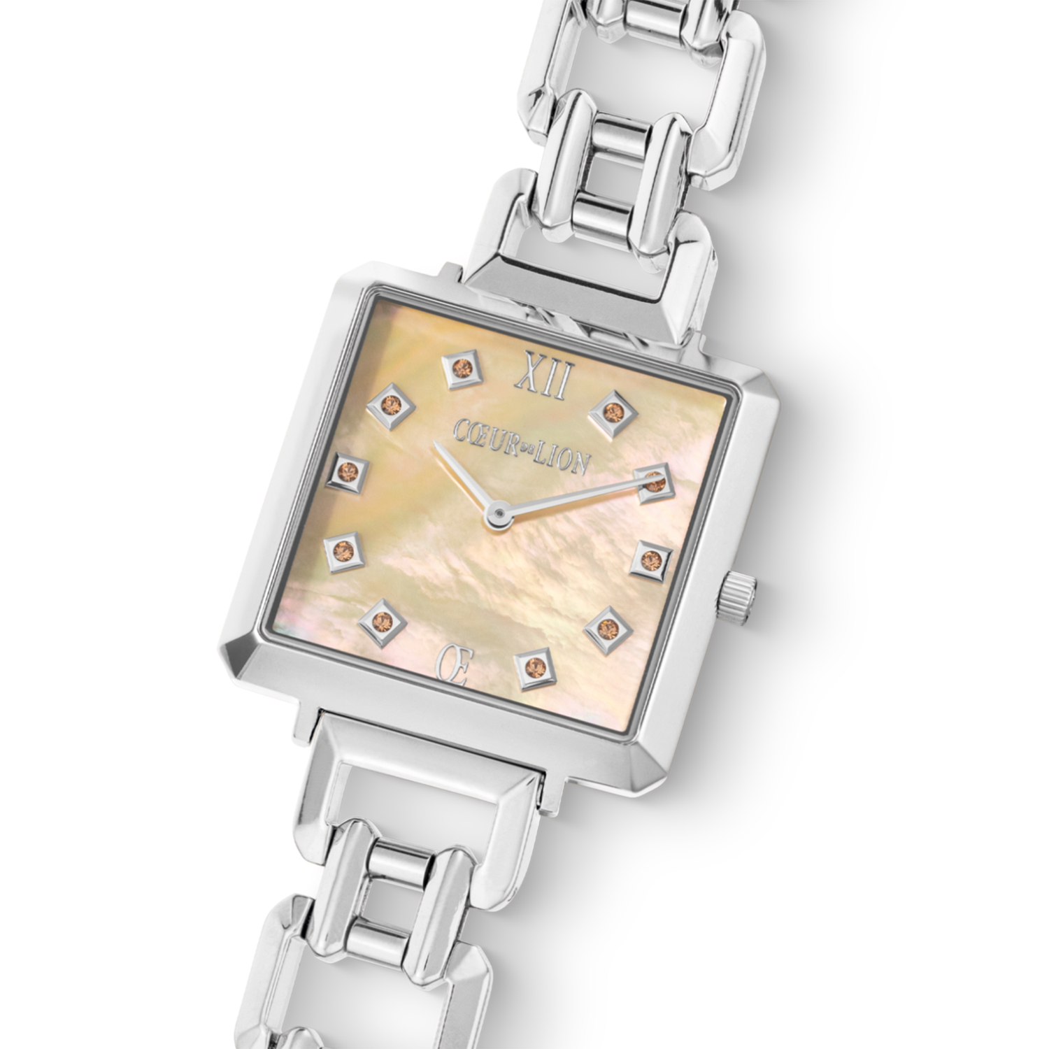 Uhr Iconic Cube Apricot Crush Statement Silber