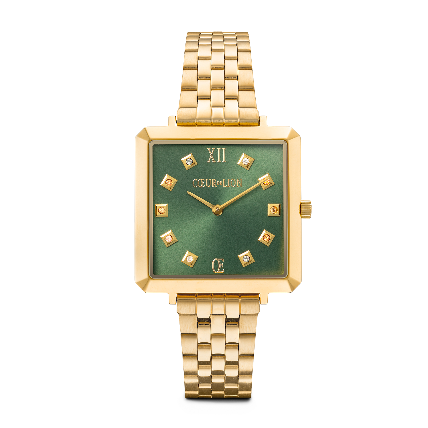 Uhr Iconic Square Glamorous Green Edelstahl Gold