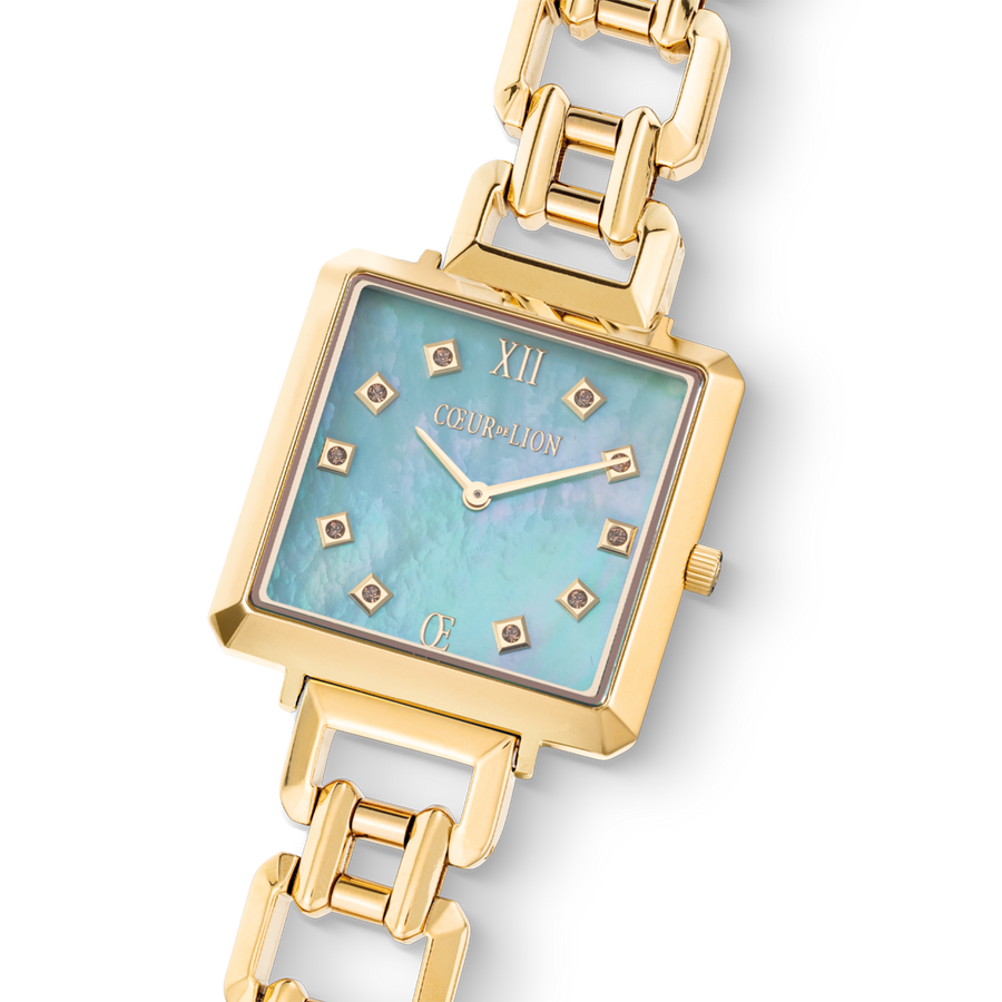 Uhr Iconic Cube Ocean Vibes Statement Gold