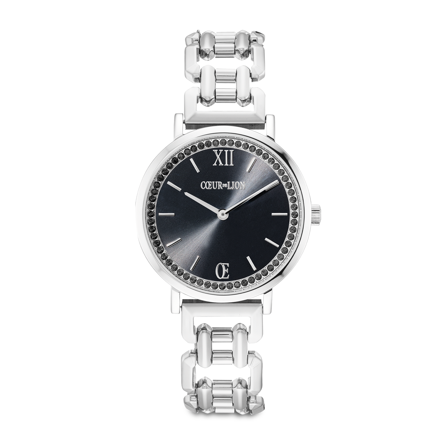 Geschenkset Uhr Rund Sparkling Mysterious Black silver & Armband Princess Shape Mix schwarz-weiß