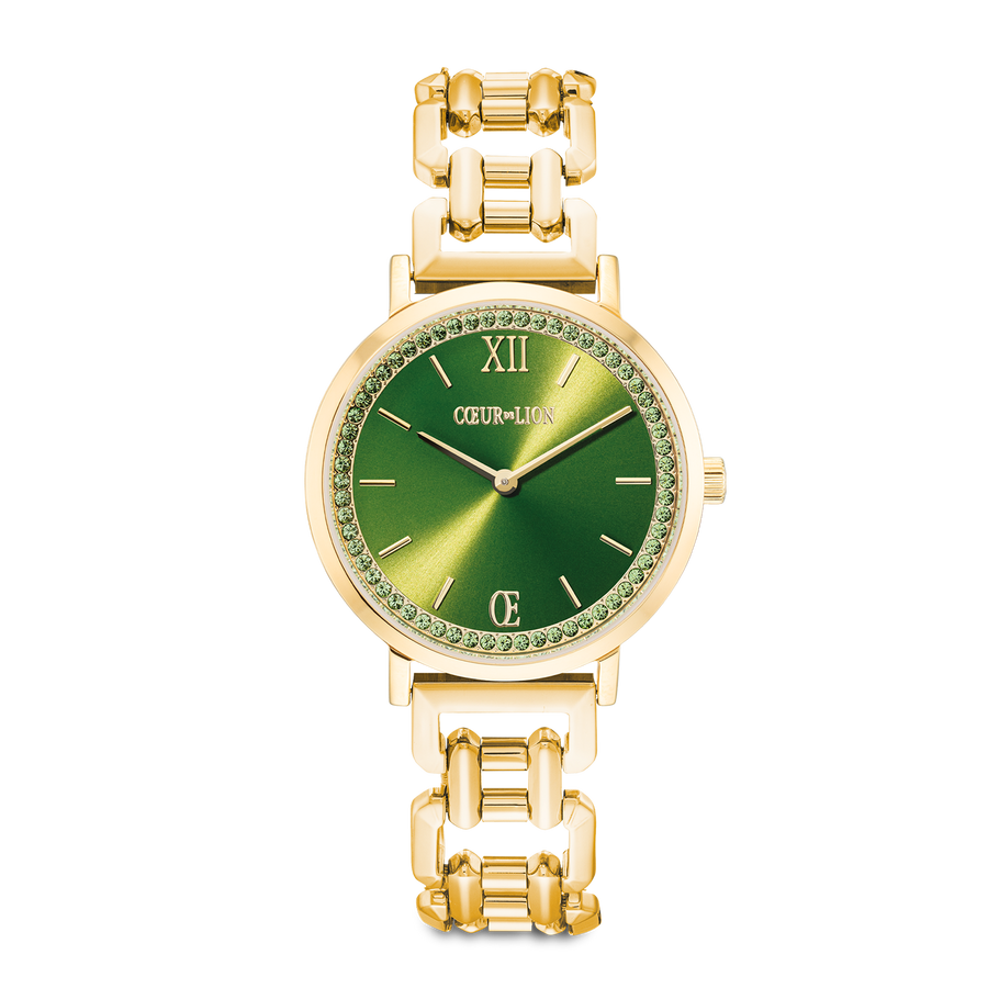 Uhr Rund Sparkling Fabulous Green Statement Gold