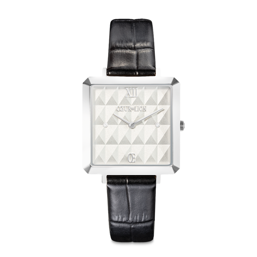 Geschenkset Uhr Iconic Cube Spikes Schwarz & Armband Princess Shape Mix Schwarz-Weiß
