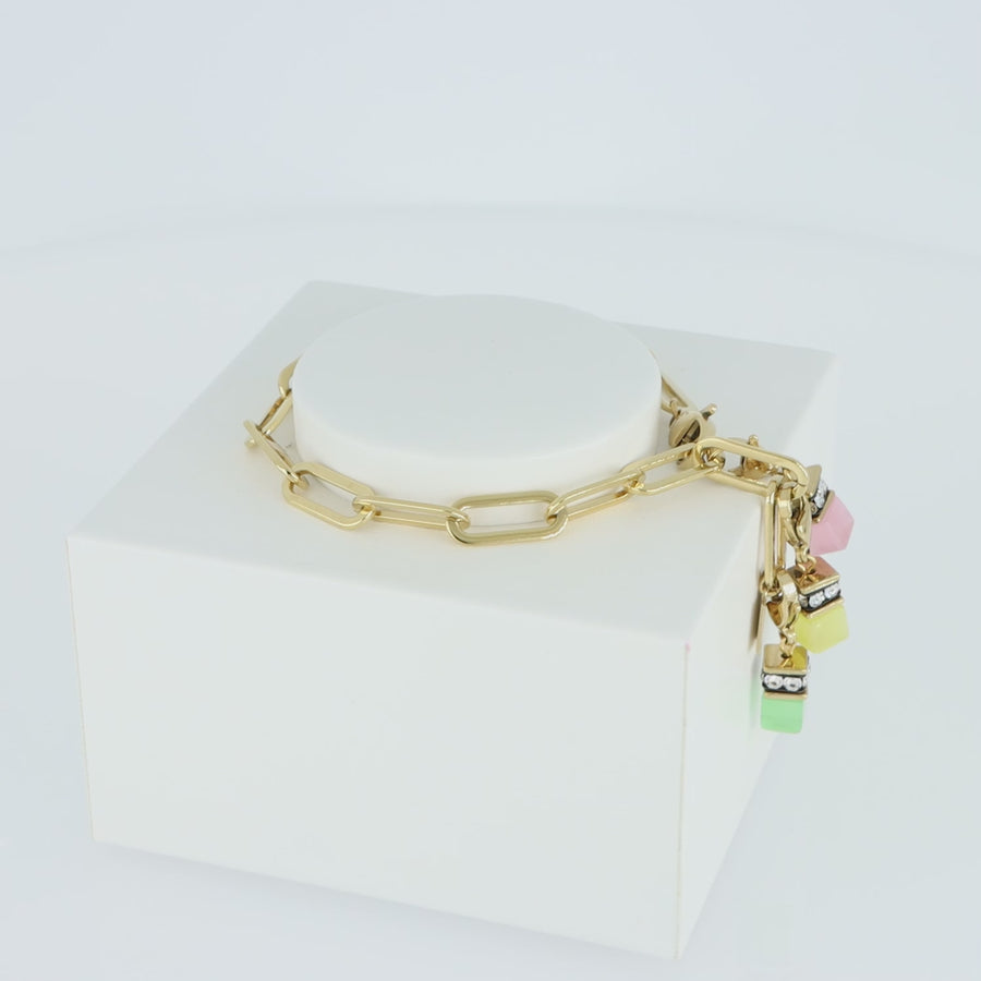 Armband Happy Iconic Cube Charms gold pastell