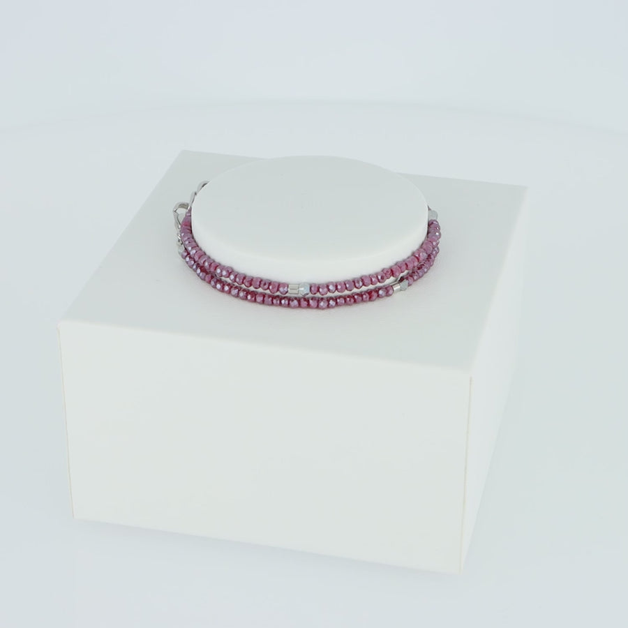 Sparkling Dot Delicate Armband silber & rot